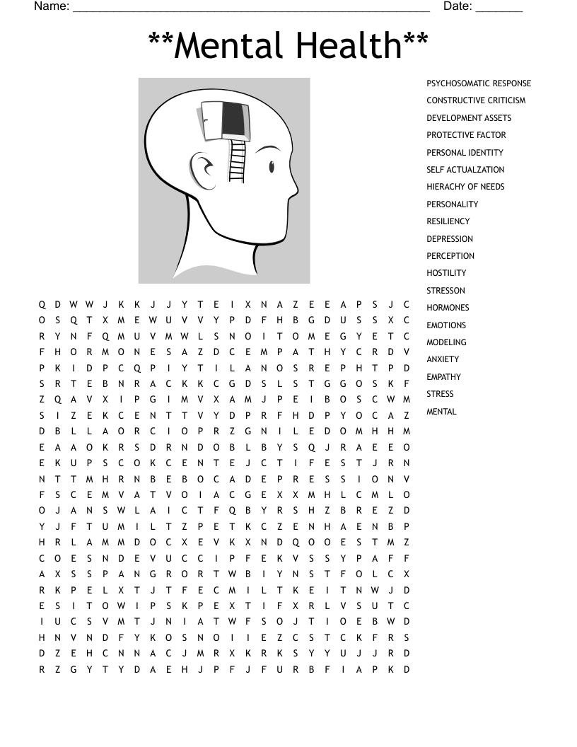mental health word search puzzles
