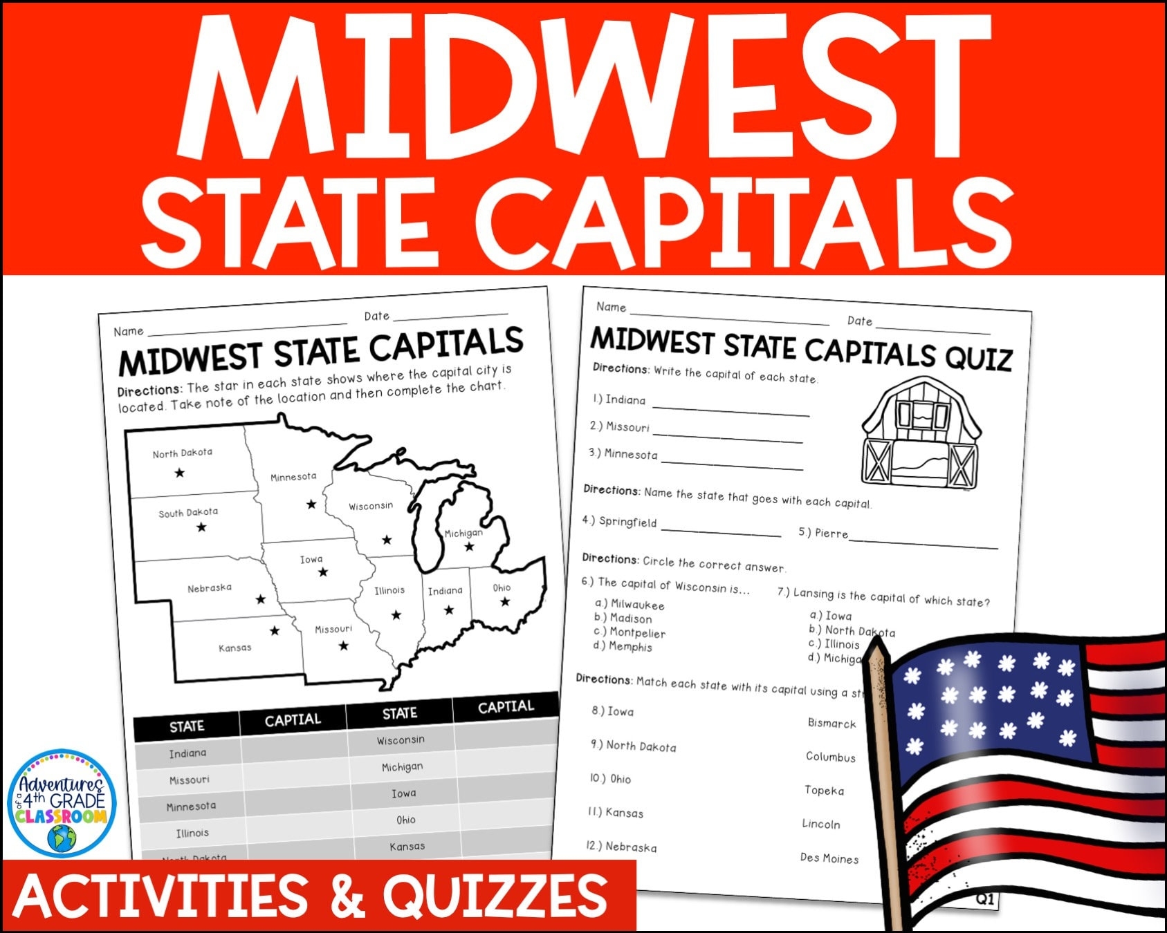 Midwest Region State Capitals Etsy Midwest Region State Capitals Etsy