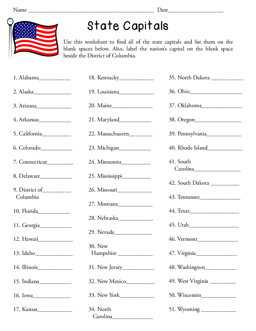 Midwest States And Capitals Worksheets Midwest States And Capitals Worksheets