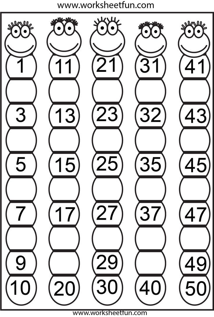 Missing Numbers 1 50 Eight Worksheets FREE Printable Worksheets