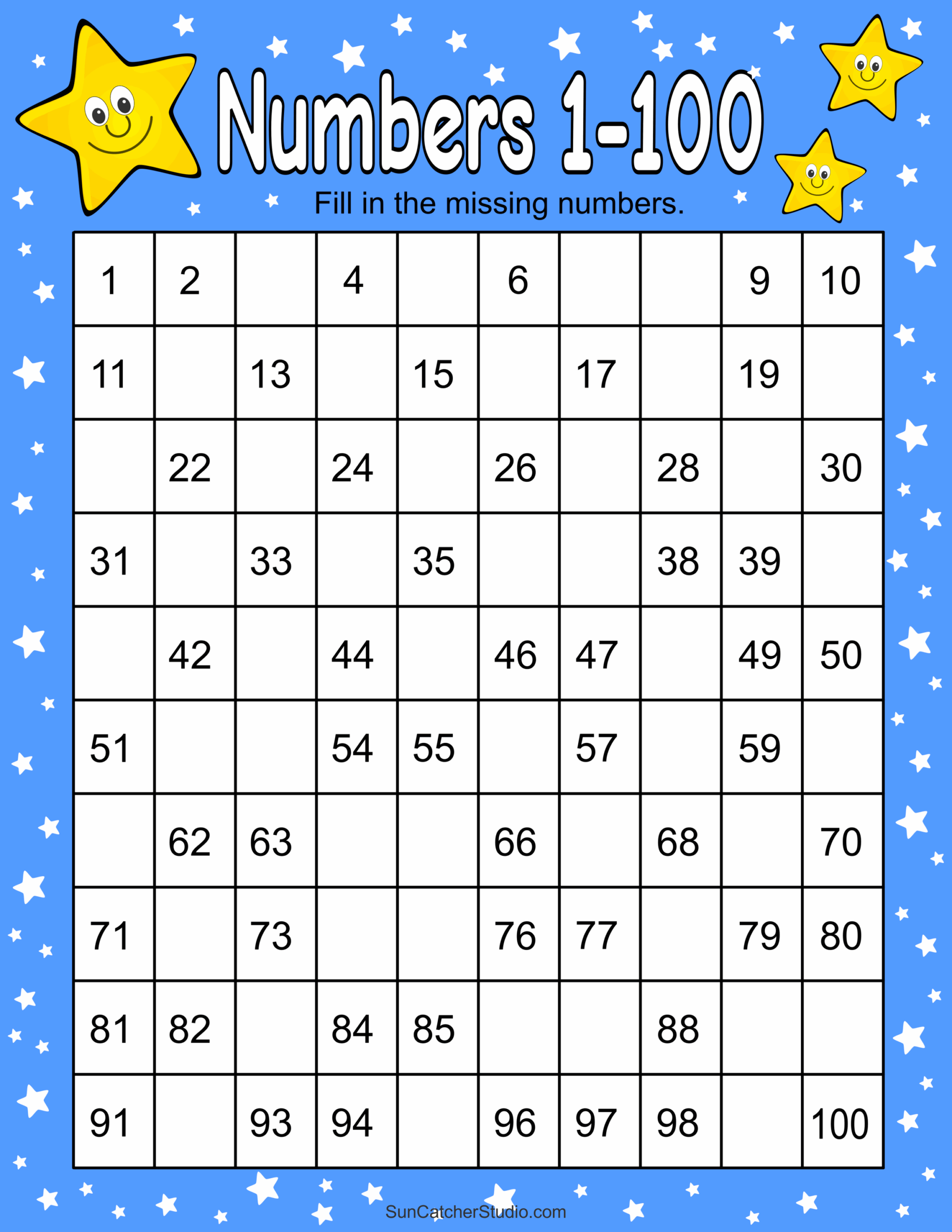 Numbers 1 100 Printable Worksheets