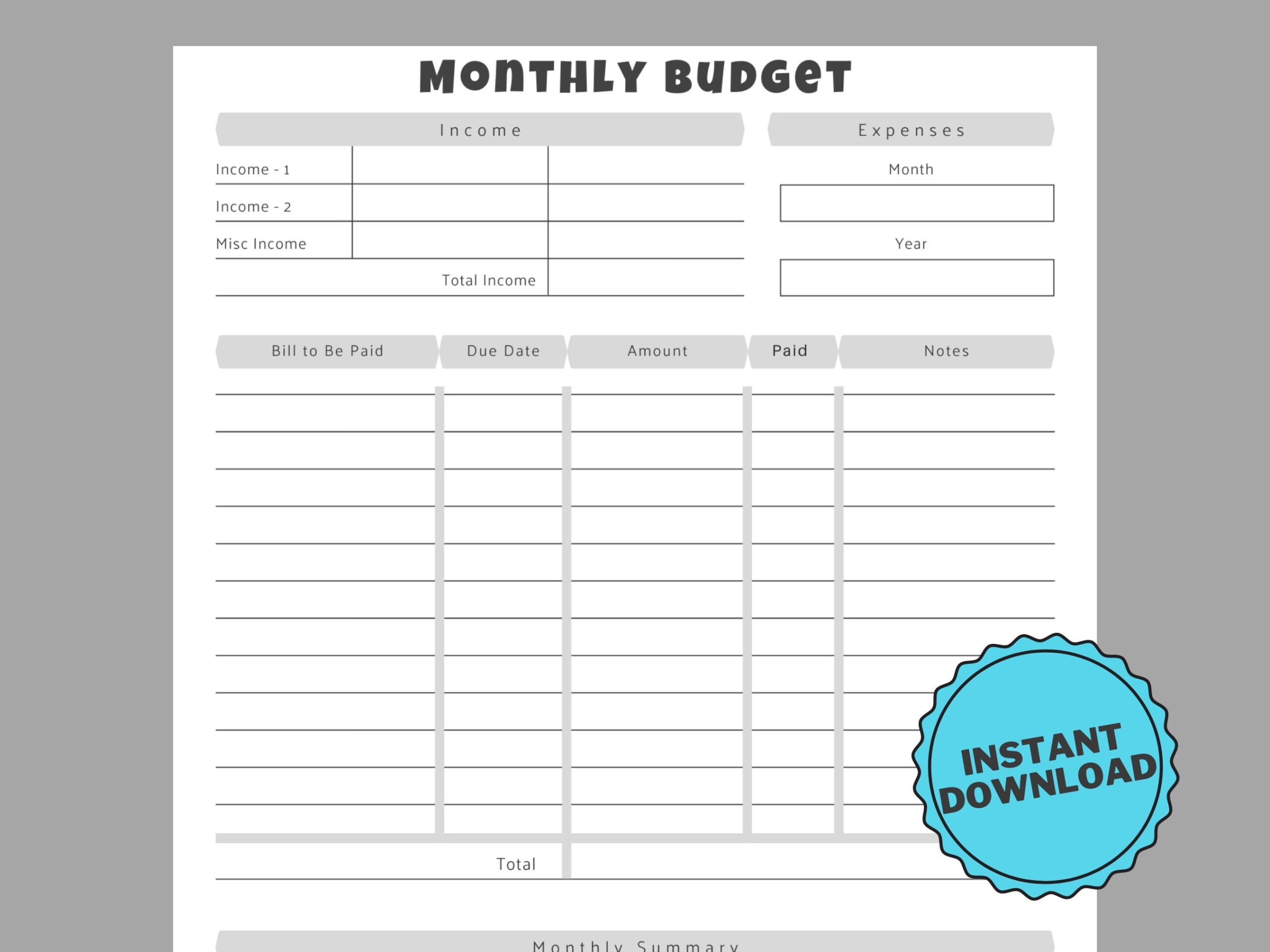 Monthly Budget Sheet Downloadable PDF Budget Template Printable Budget Sheet Etsy Hong Kong Monthly Budget Sheet Downloadable PDF Budget Template Printable Budget Sheet Etsy Hong Kong