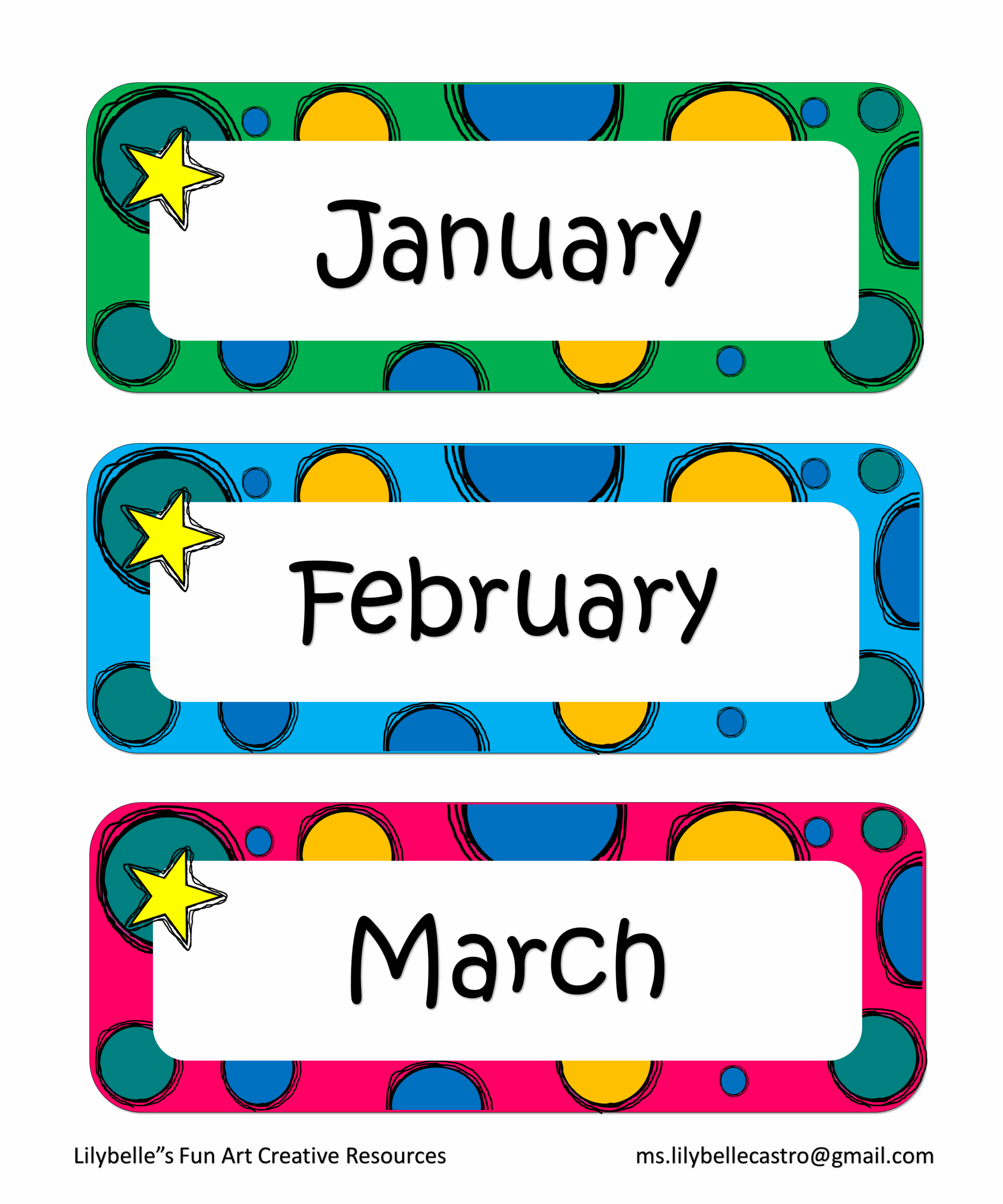 printable months of the year