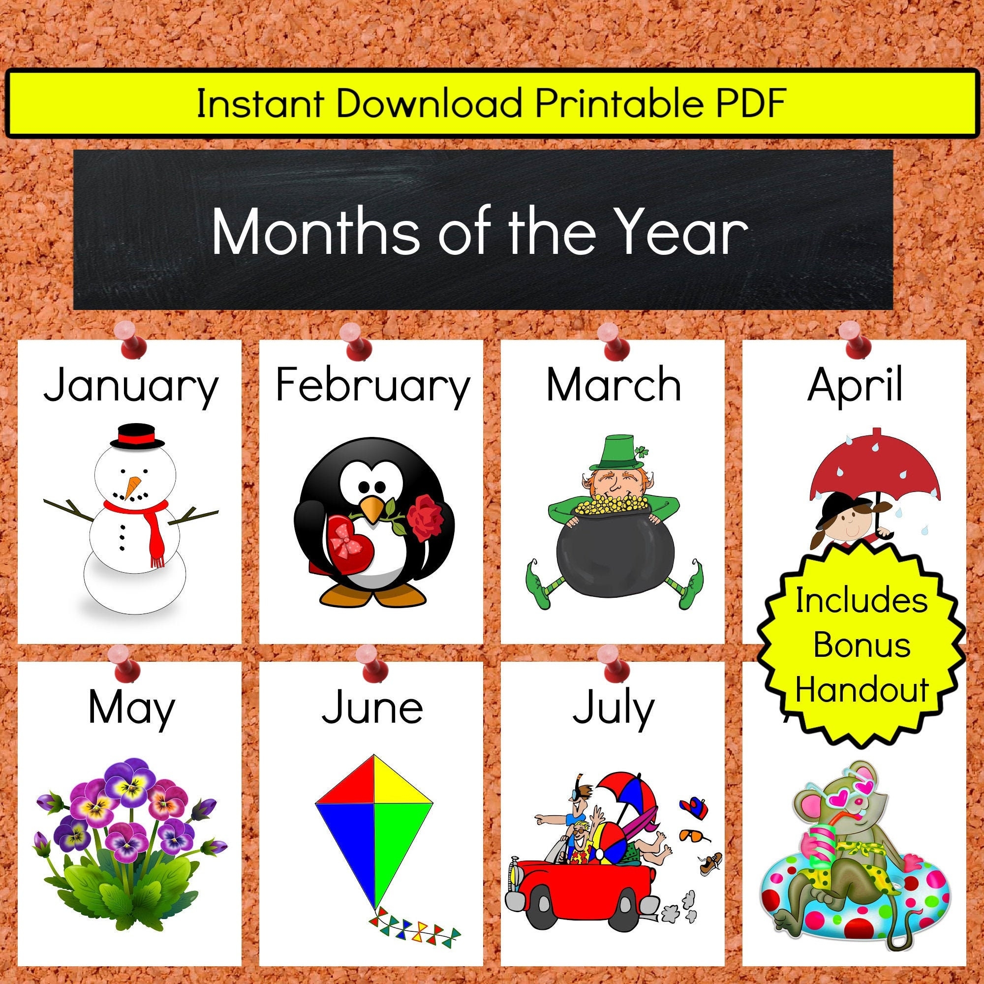 Months Of The Year Teaching Printable Resources Classroom Posters Decor Instant Download Kindergarten Preschool Homeschool Etsy