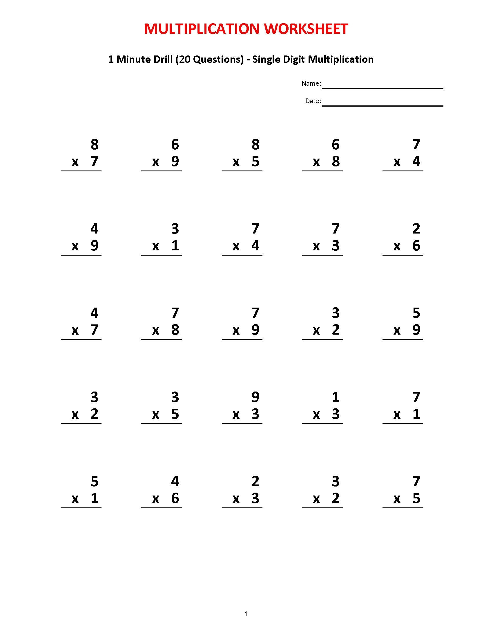 mad minute printable worksheets