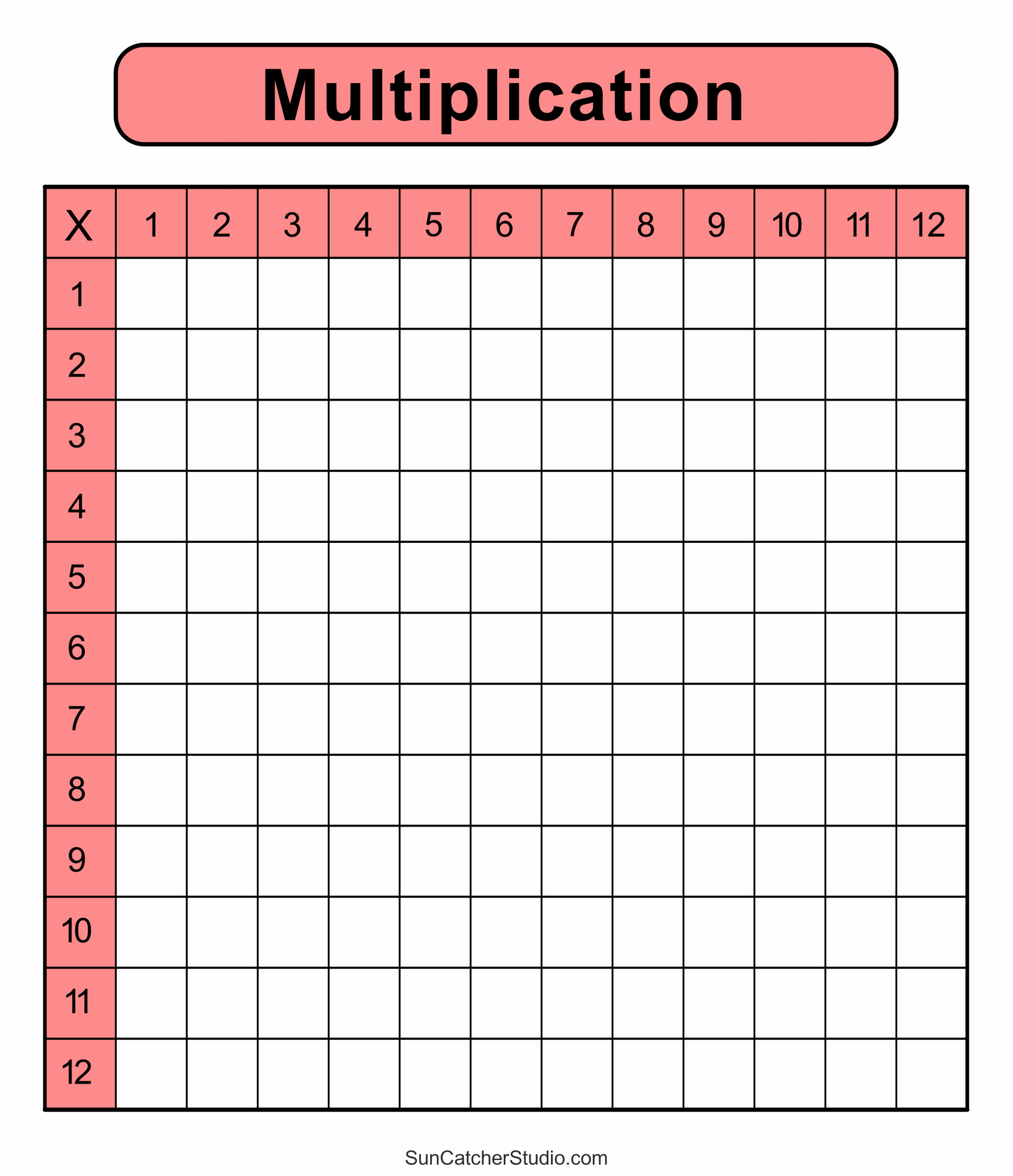 Multiplication Chart Printable Worksheet
