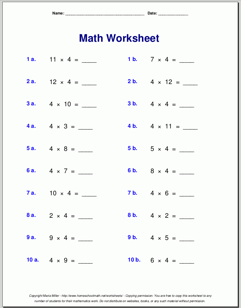 Printable Math Worksheets For 3rd Graders