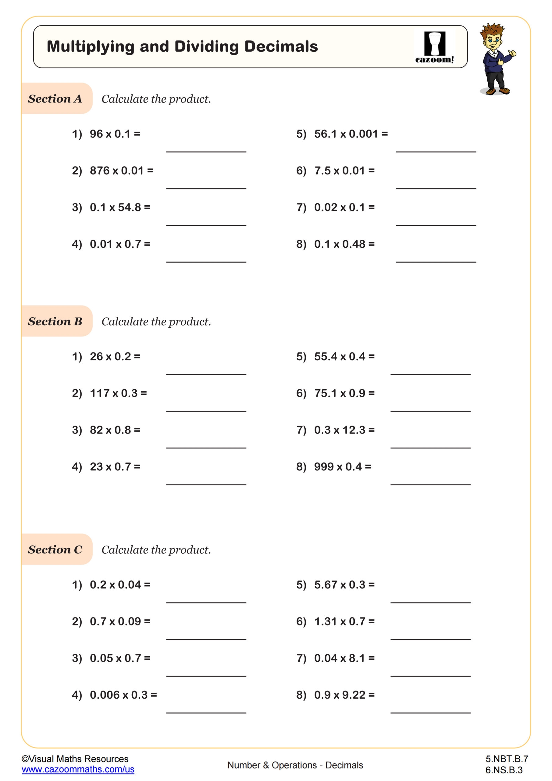 Multiplying And Dividing Decimals Worksheet 5th Grade PDF Worksheets Worksheets Library