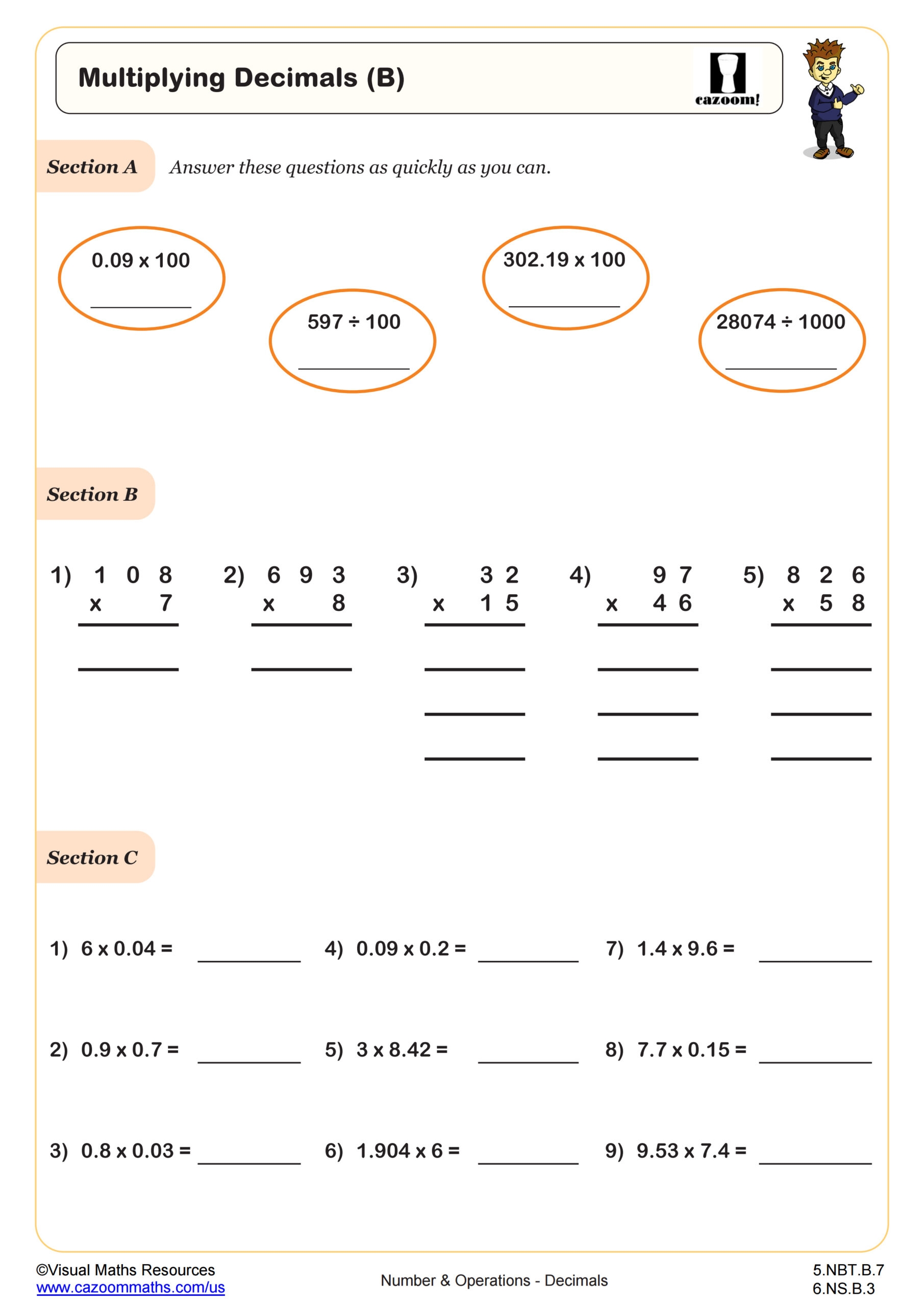 Multiplying Decimals B Worksheet Fun And Engaging 5th Grade PDF Worksheets Cazoom Math Multiplying Decimals B Worksheet Fun And Engaging 5th Grade PDF Worksheets Cazoom Math