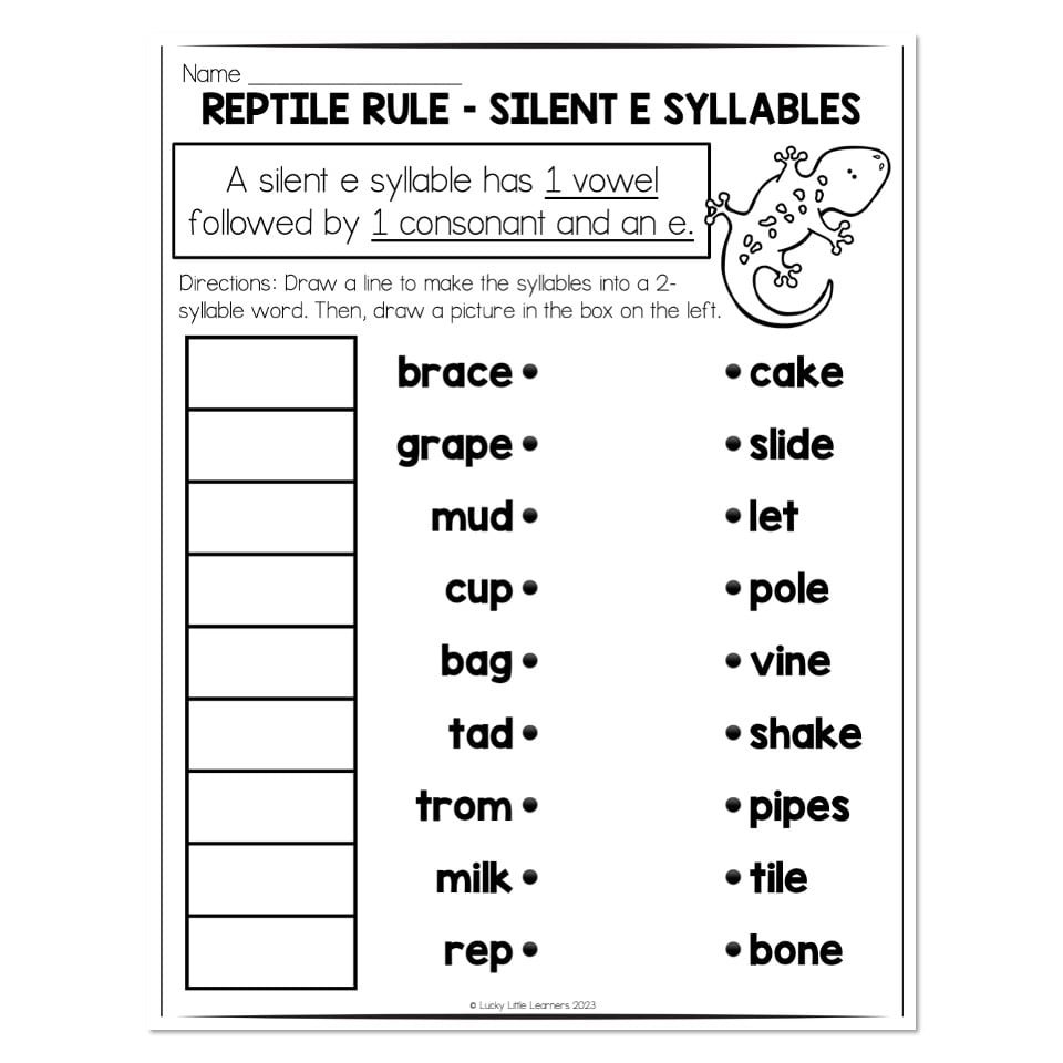 Multisyllable Words Book Reptile Rule Silent E Syllable Worksheets Library Multisyllable Words Book Reptile Rule Silent E Syllable Worksheets Library
