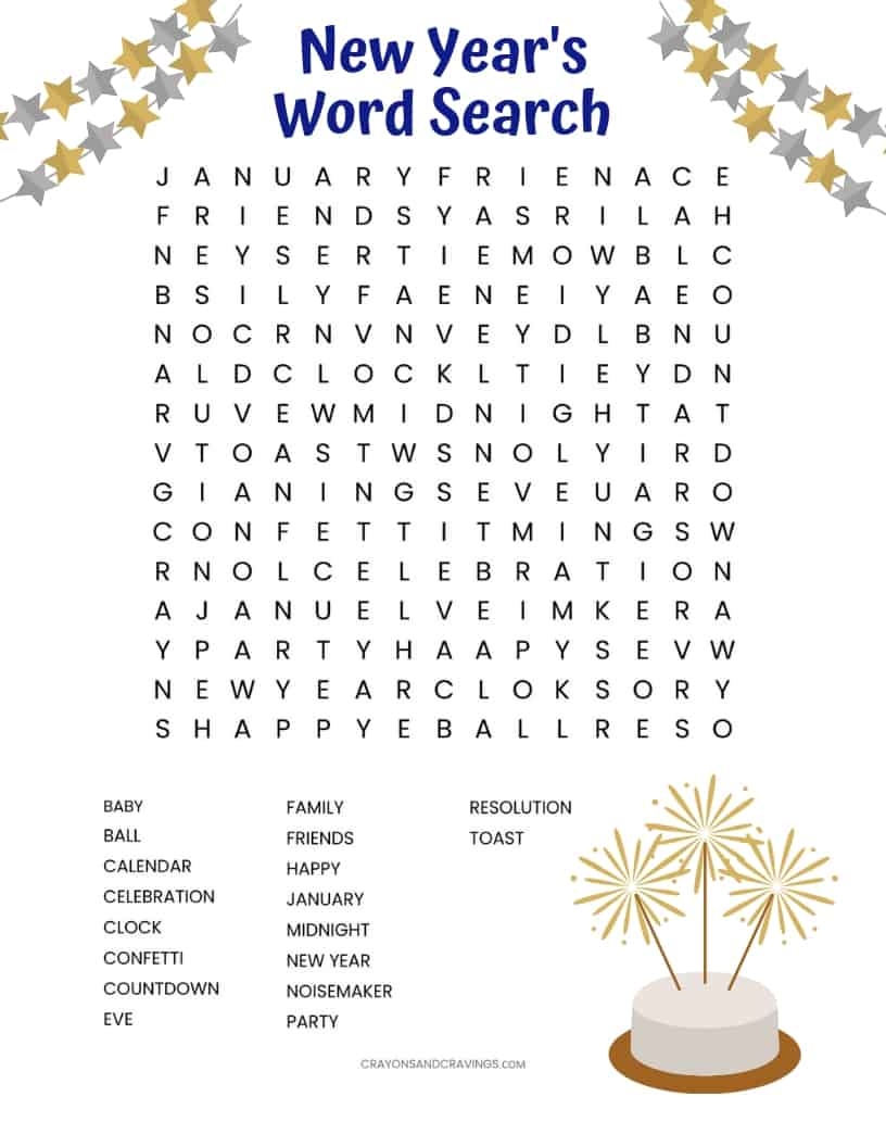 New Years Word Search