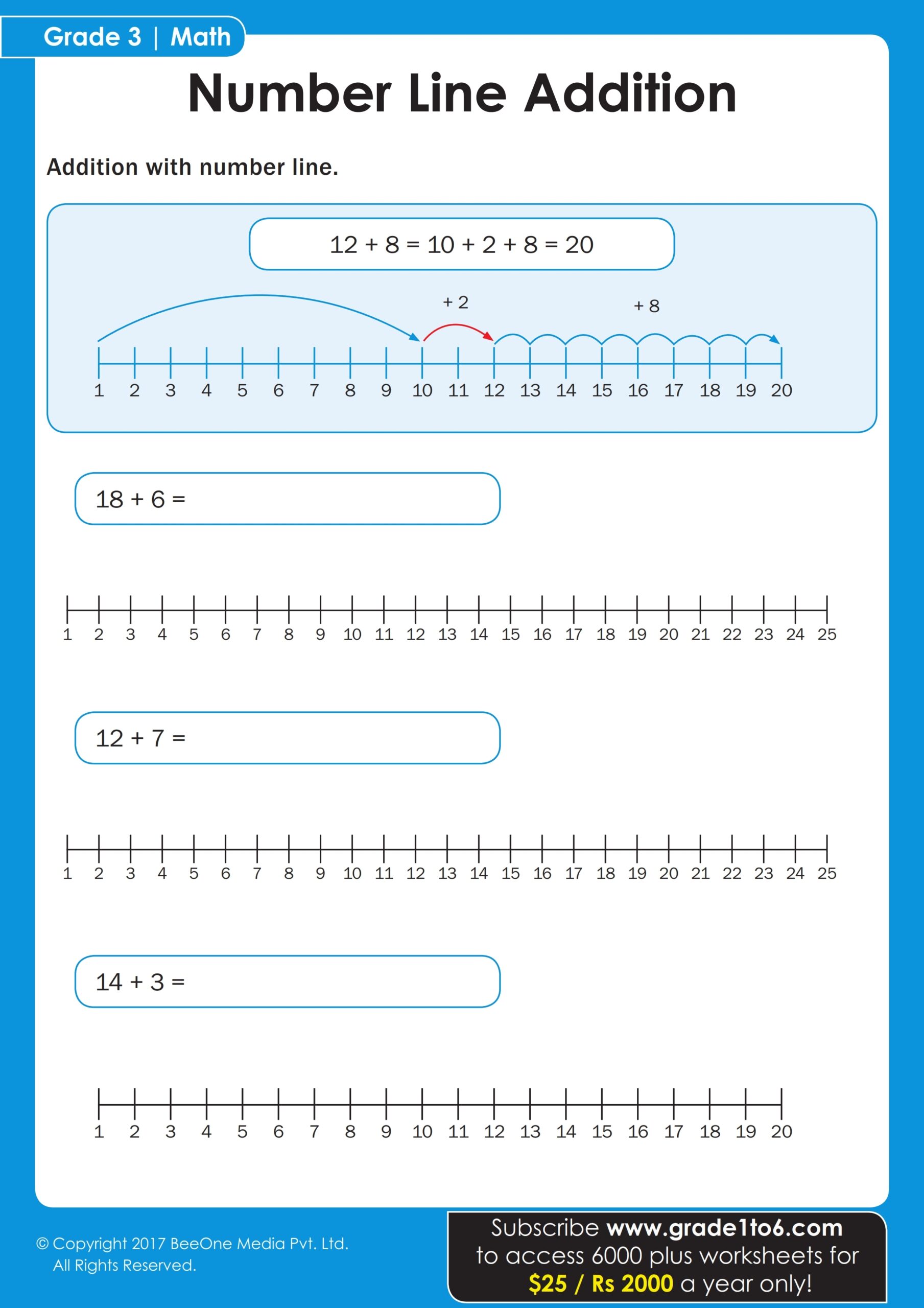 Number Line Addition Worksheet Grade 3 Grade1to6
