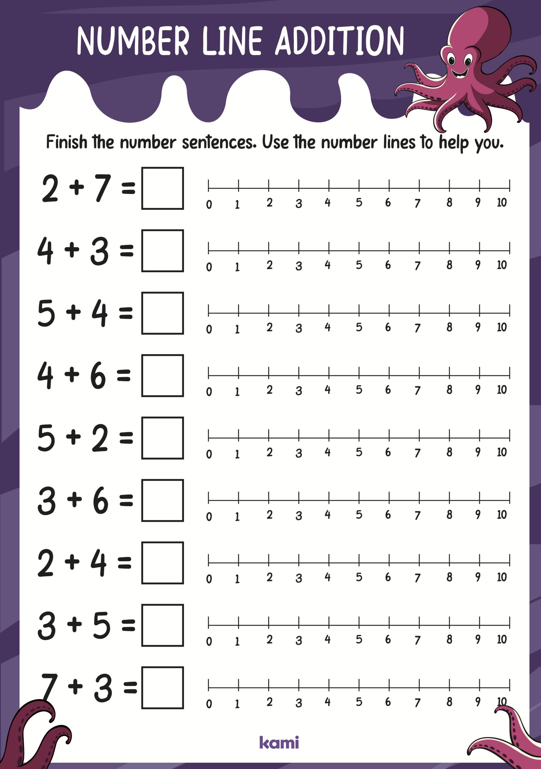 Number Line Additions 0 10 For Teachers Perfect For Grades 1st Worksheets Library