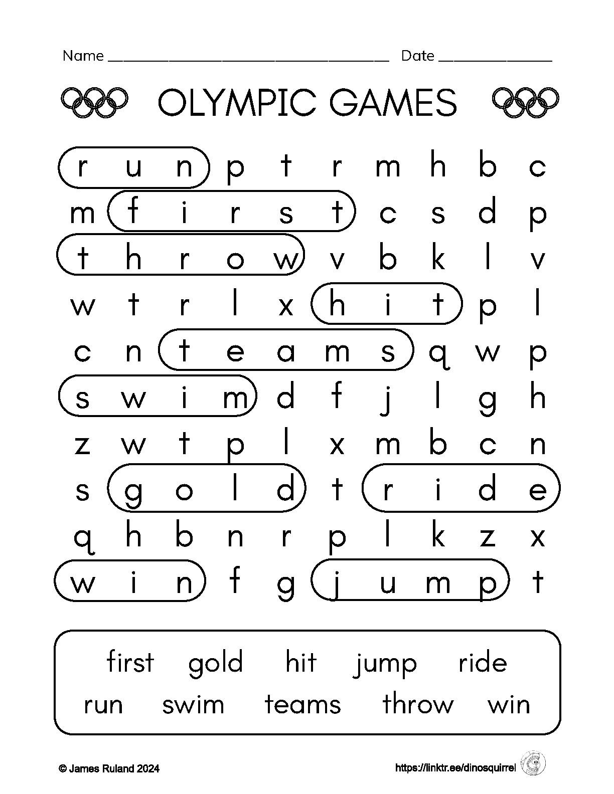 Olympic Games Word Search Word Find 2 Versions easy And Hard Paris 2024 Classful