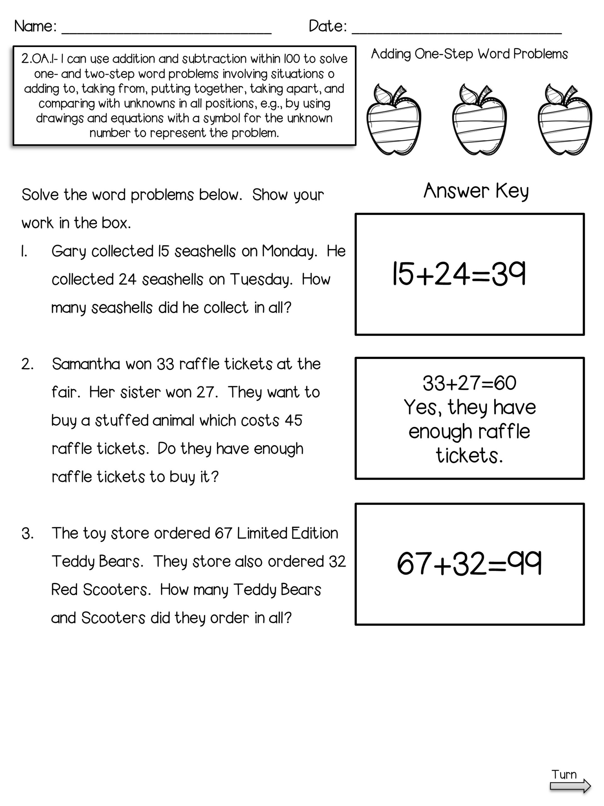 Two Step Word Problems Worksheet