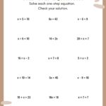One Step Equations Worksheets Etsy
