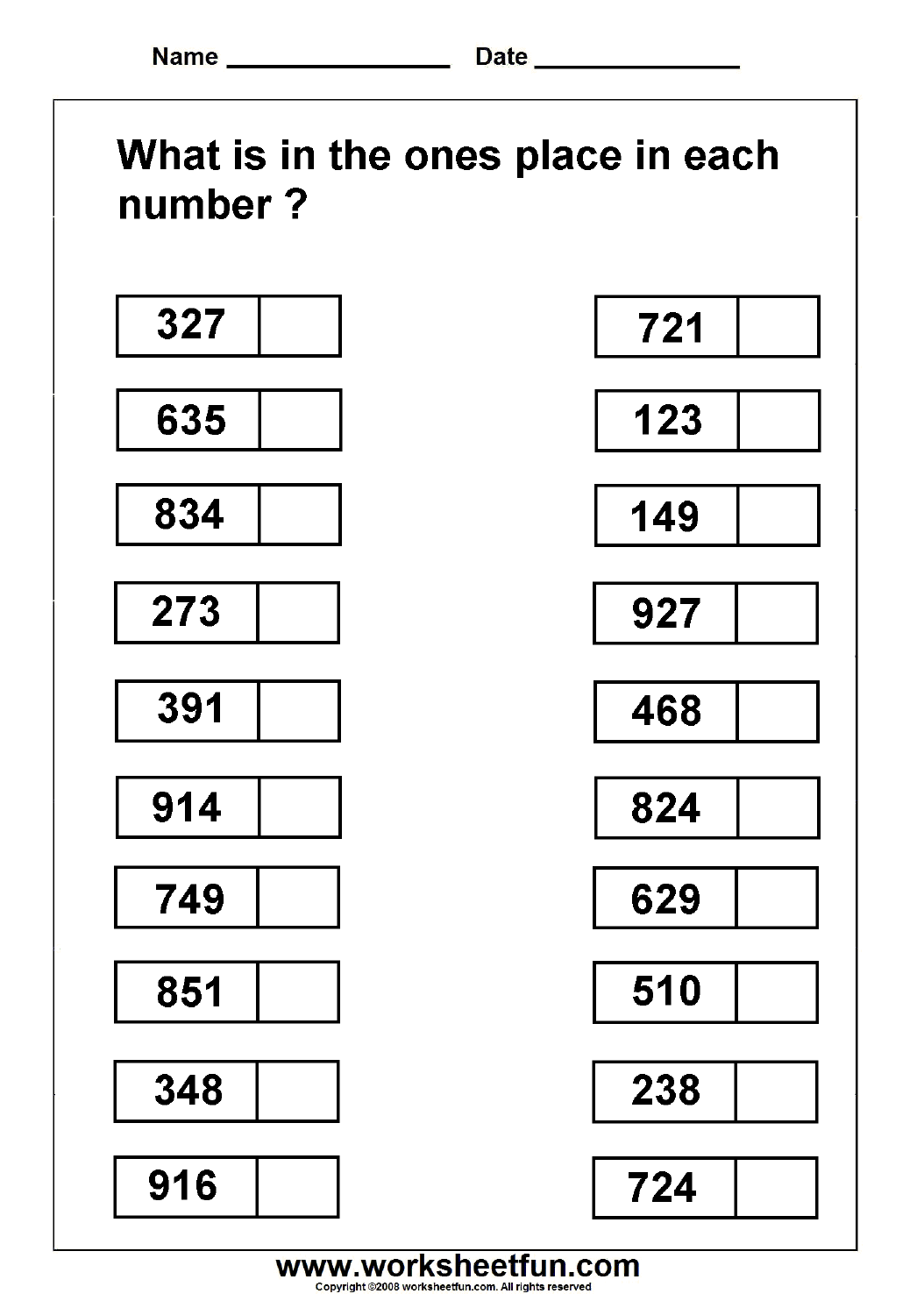 place value worksheets printable free
