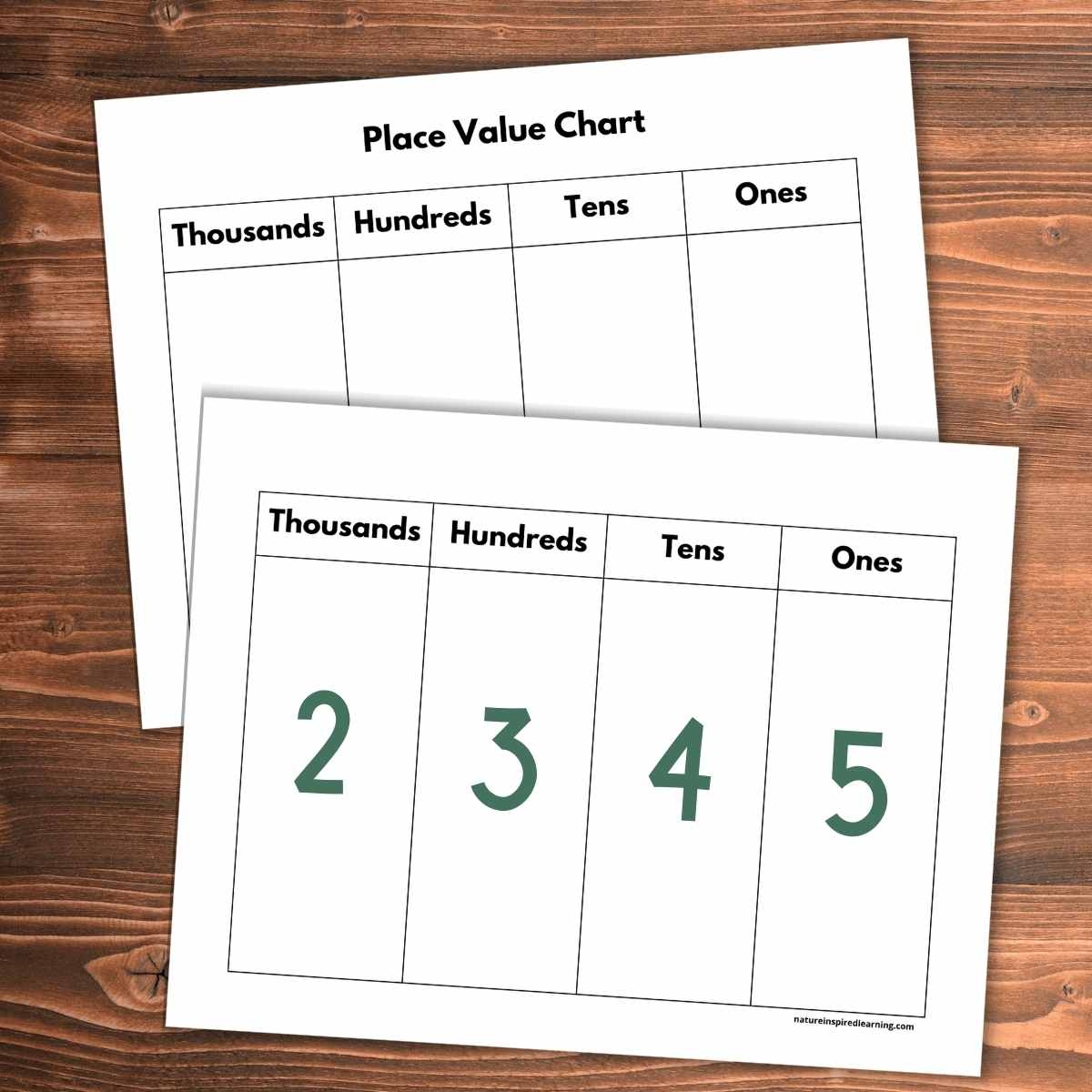 Ones Tens Hundreds Thousands Charts Nature Inspired Learning