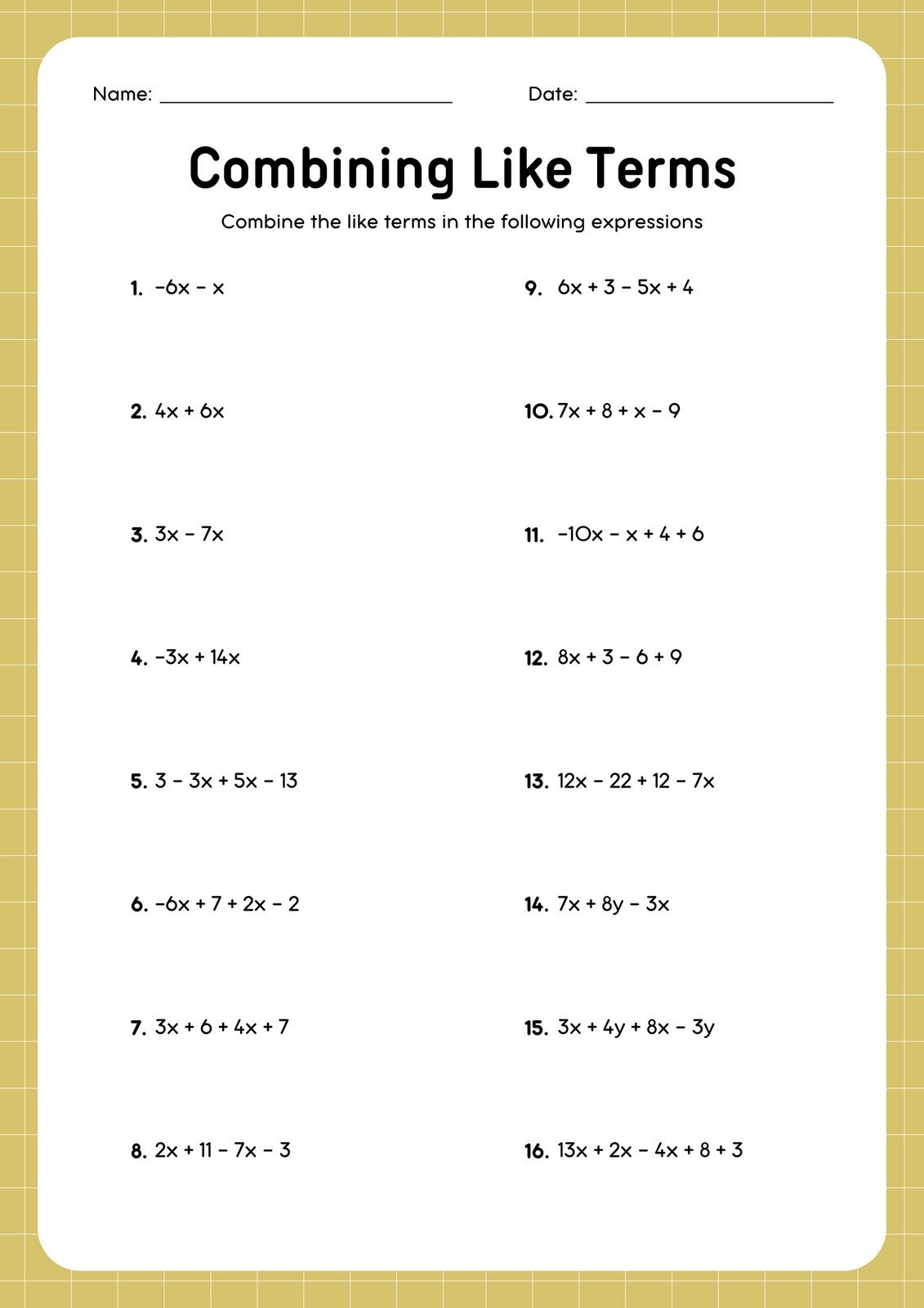 Free Printable 8th Grade Math Worksheets