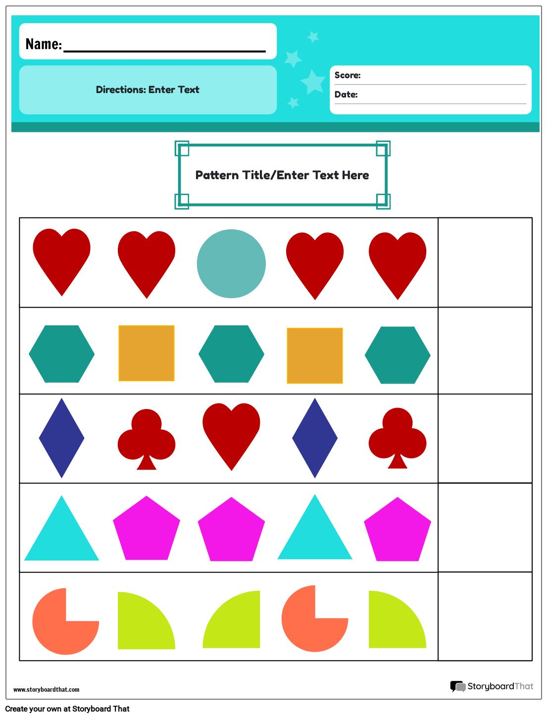 free printable pattern worksheets for kindergarten