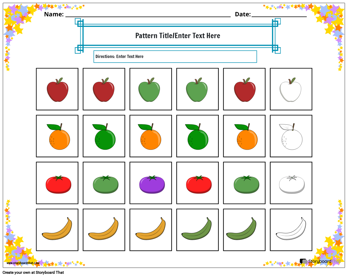 Pattern Worksheets Free Printables By Storyboard That