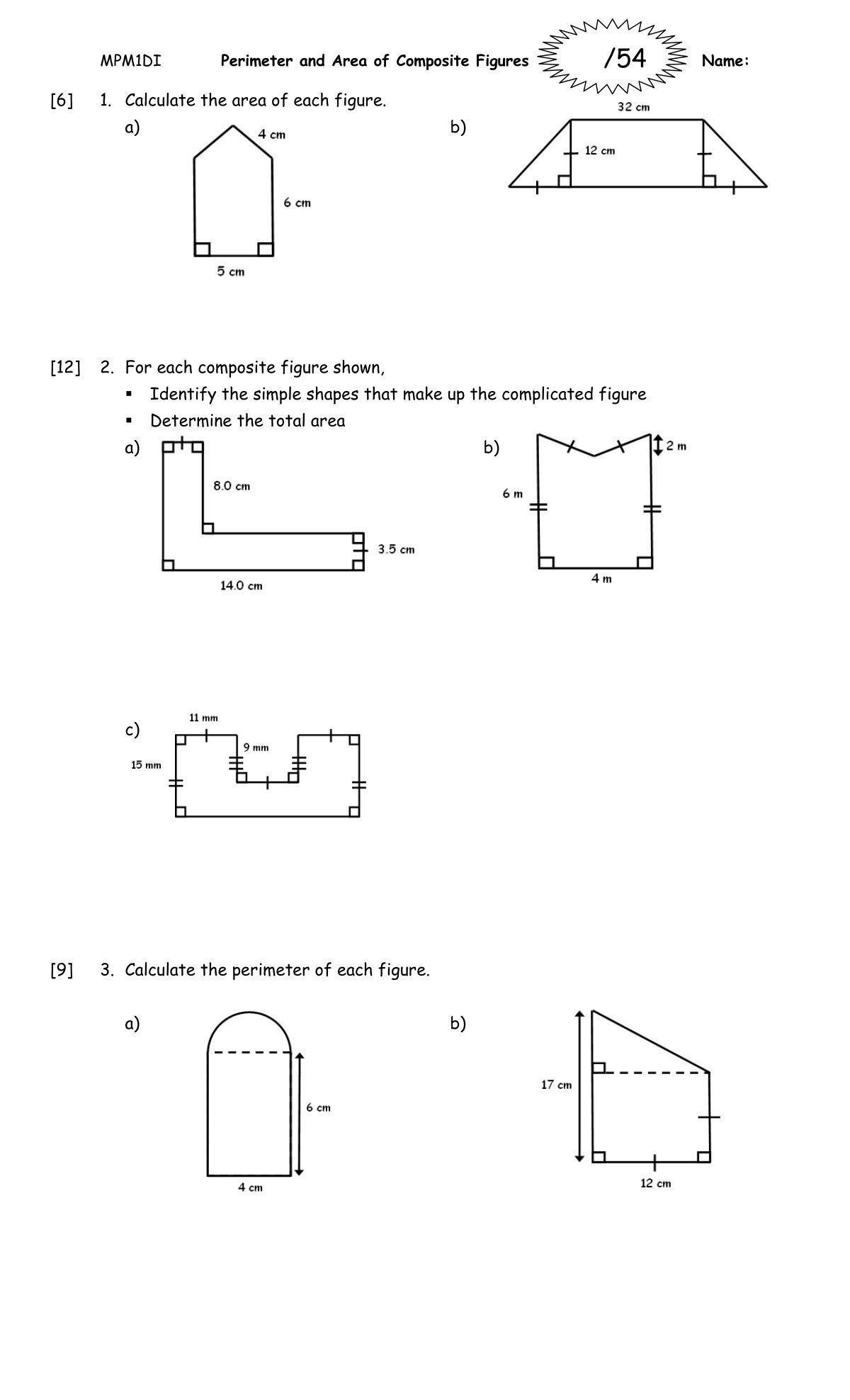 area of composite shapes worksheet