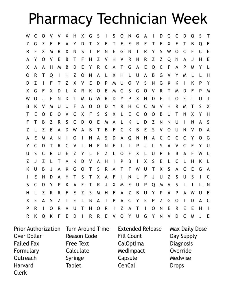 Pharmacy Crosswords Word Searches Bingo Cards WordMint
