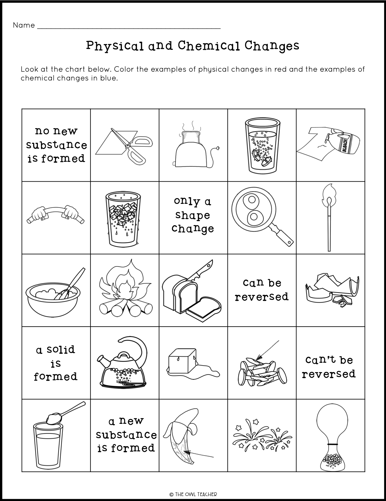 Physical Vs Chemical Change Worksheet