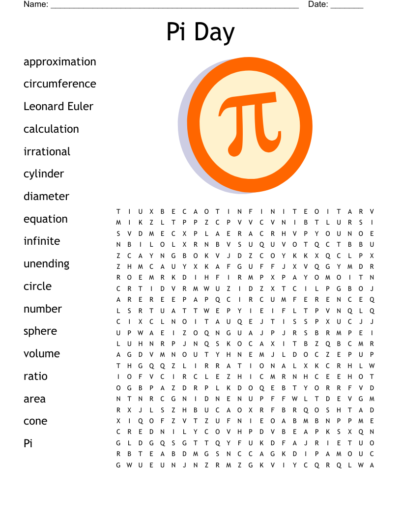 Pi Day Word Search