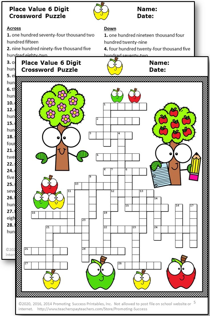 Place Value Activities Crossword Puzzle Worksheets Bundle 2nd 3rd 4th Grade Place Value Activities Crossword Puzzle Worksheets Bundle 2nd 3rd 4th Grade