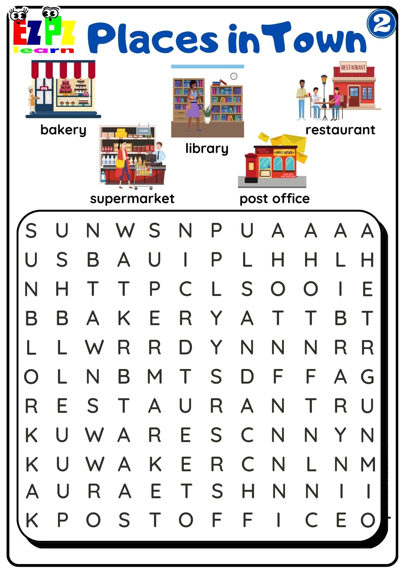Places In Town Easy Word Search Worksheet Free Download For Parents And ESL Teachers Group 2 Ezpzlearn Places In Town Easy Word Search Worksheet Free Download For Parents And ESL Teachers Group 2 Ezpzlearn