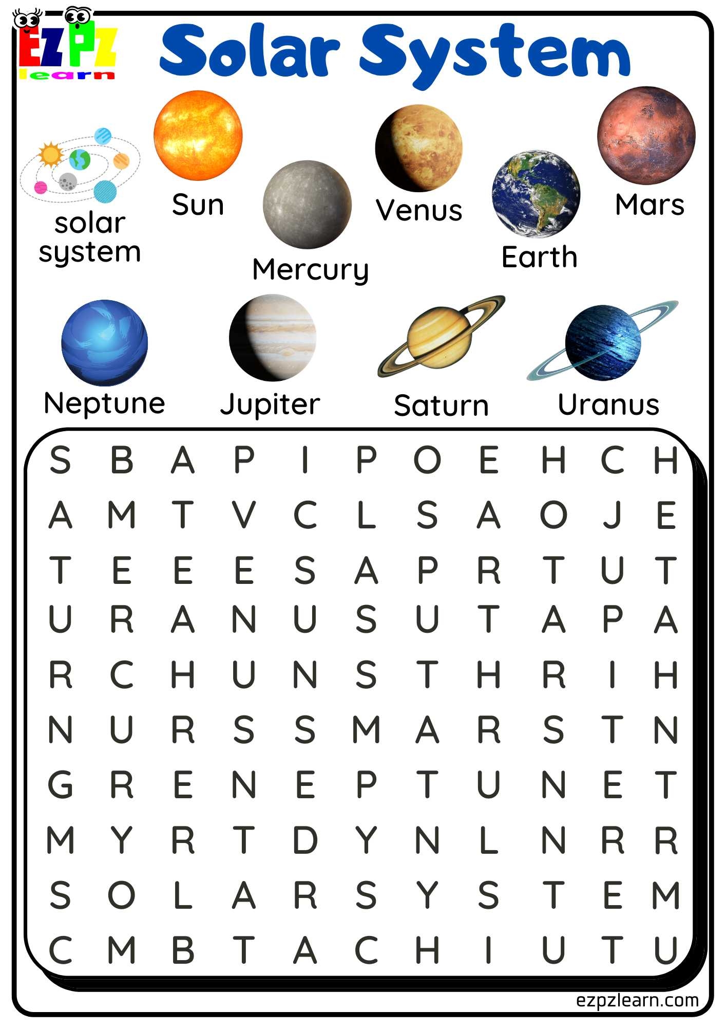 Planets Solar System Word Search Ezpzlearn Planets Solar System Word Search Ezpzlearn