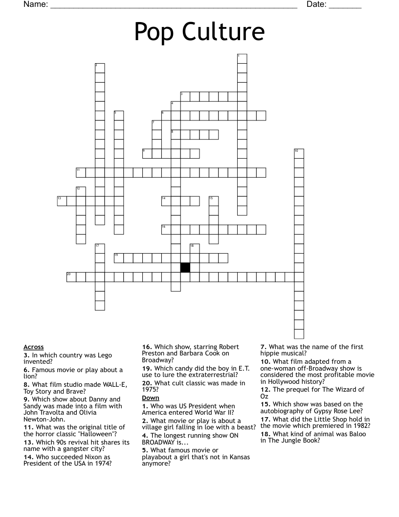 Pop Culture Crosswords