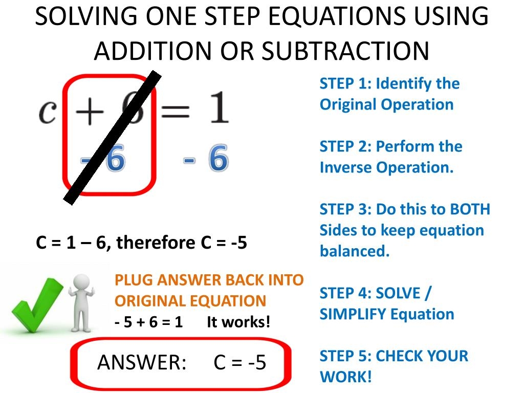 PPT SOLVING ONE STEP EQUATIONS USING ADDITION OR SUBTRACTION PowerPoint Presentation ID 5284114 PPT SOLVING ONE STEP EQUATIONS USING ADDITION OR SUBTRACTION PowerPoint Presentation ID 5284114