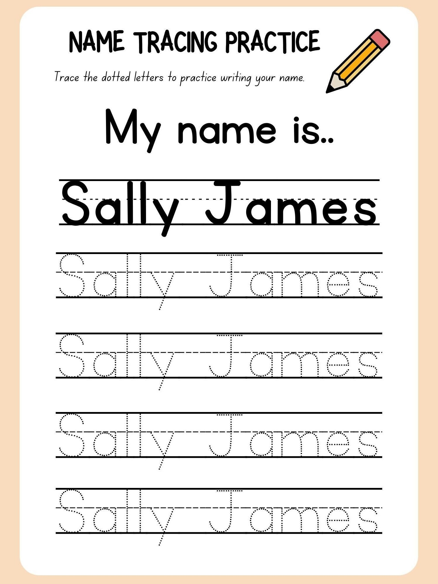 practice writing name worksheets