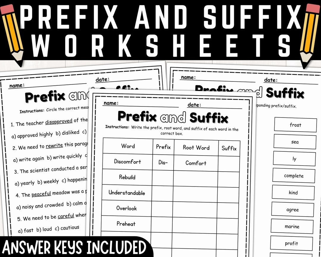 prefix suffix root word worksheet