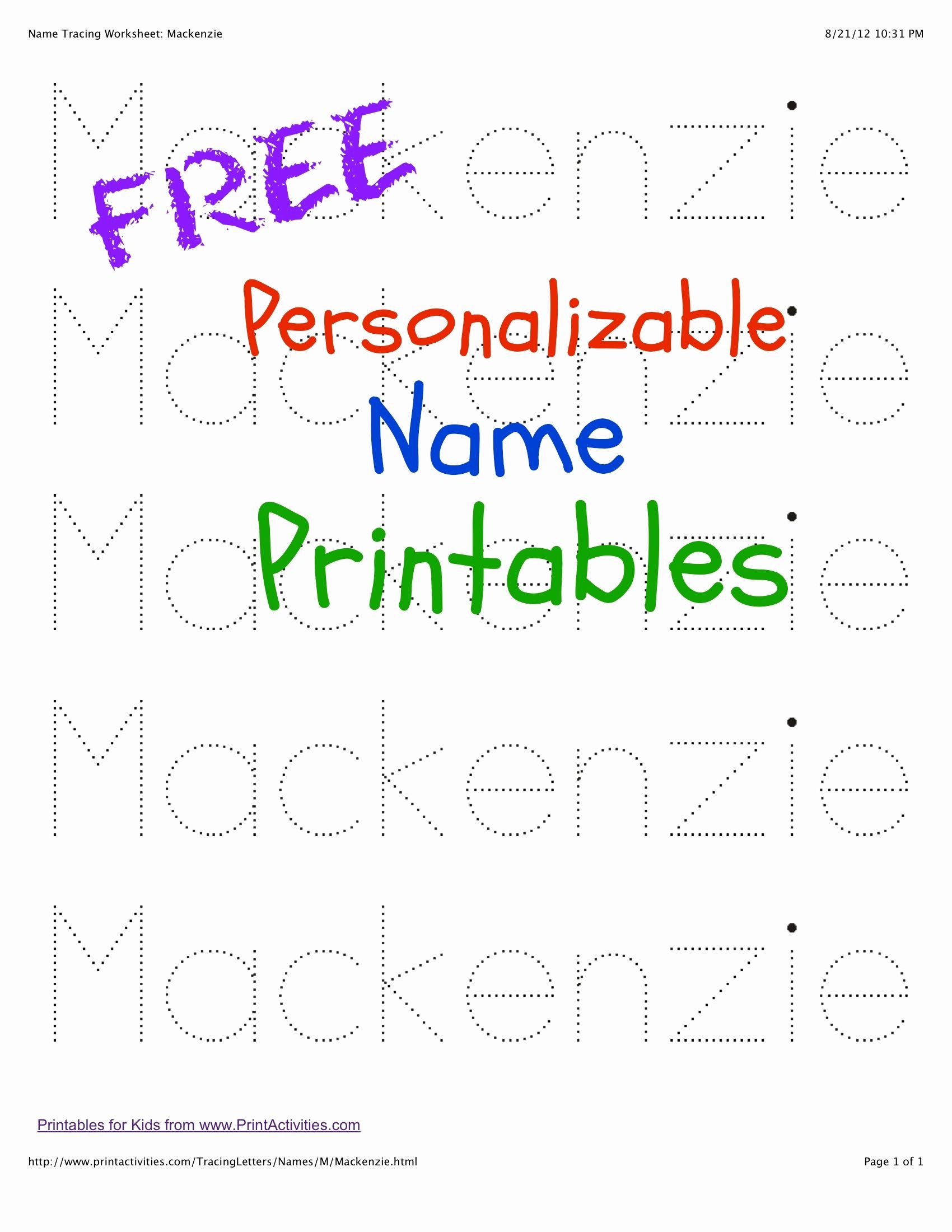 Print Name Practice Sheets Printable