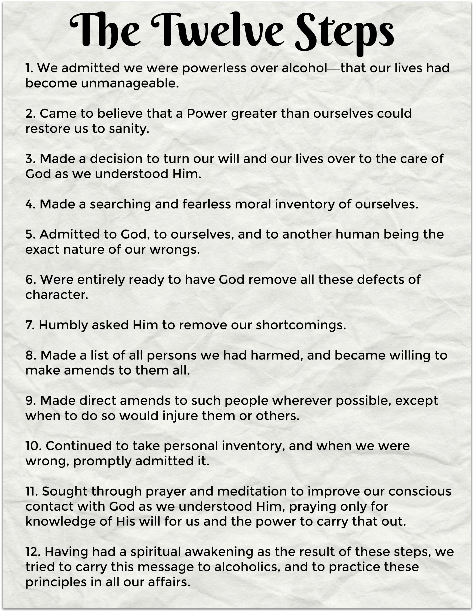 Printable 12 Steps Of Alcoholics Anonymous Free PDF Download Worksheets Library