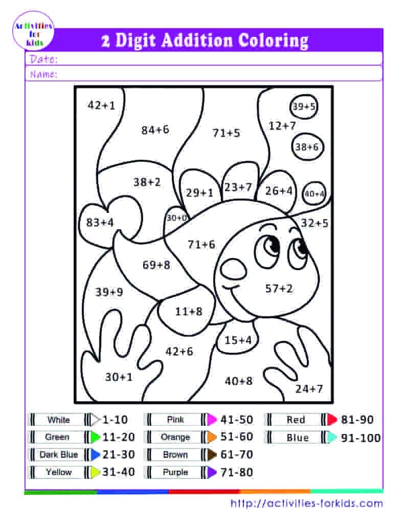 2 digit addition free printable coloring worksheet 2 digit addition free printable coloring worksheet