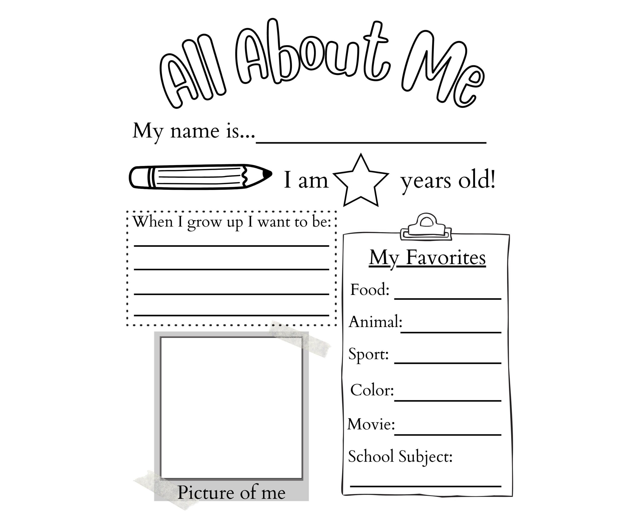 all about me printable worksheets all about me printable worksheets