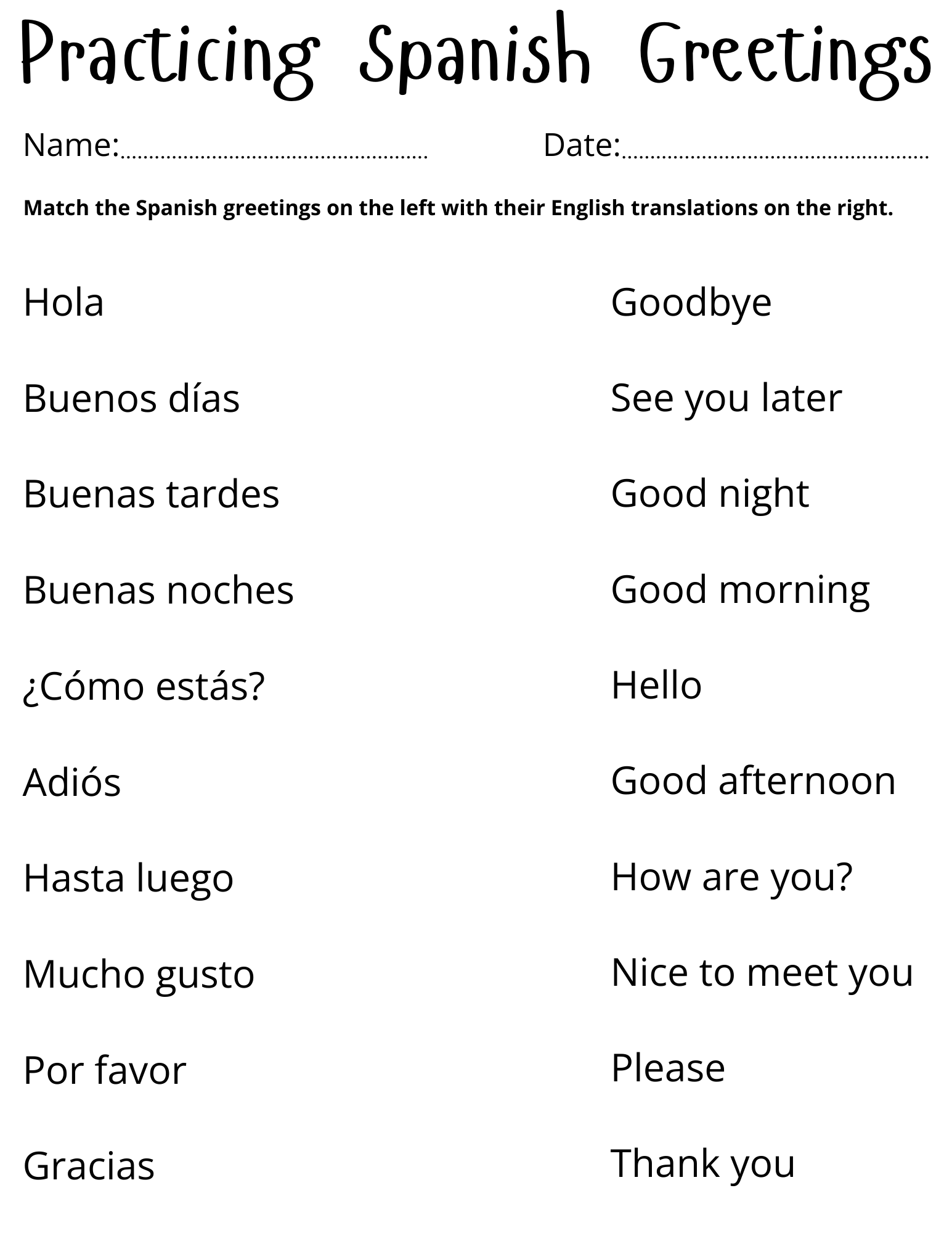 Printable Spanish Worksheets For Beginners Pdf