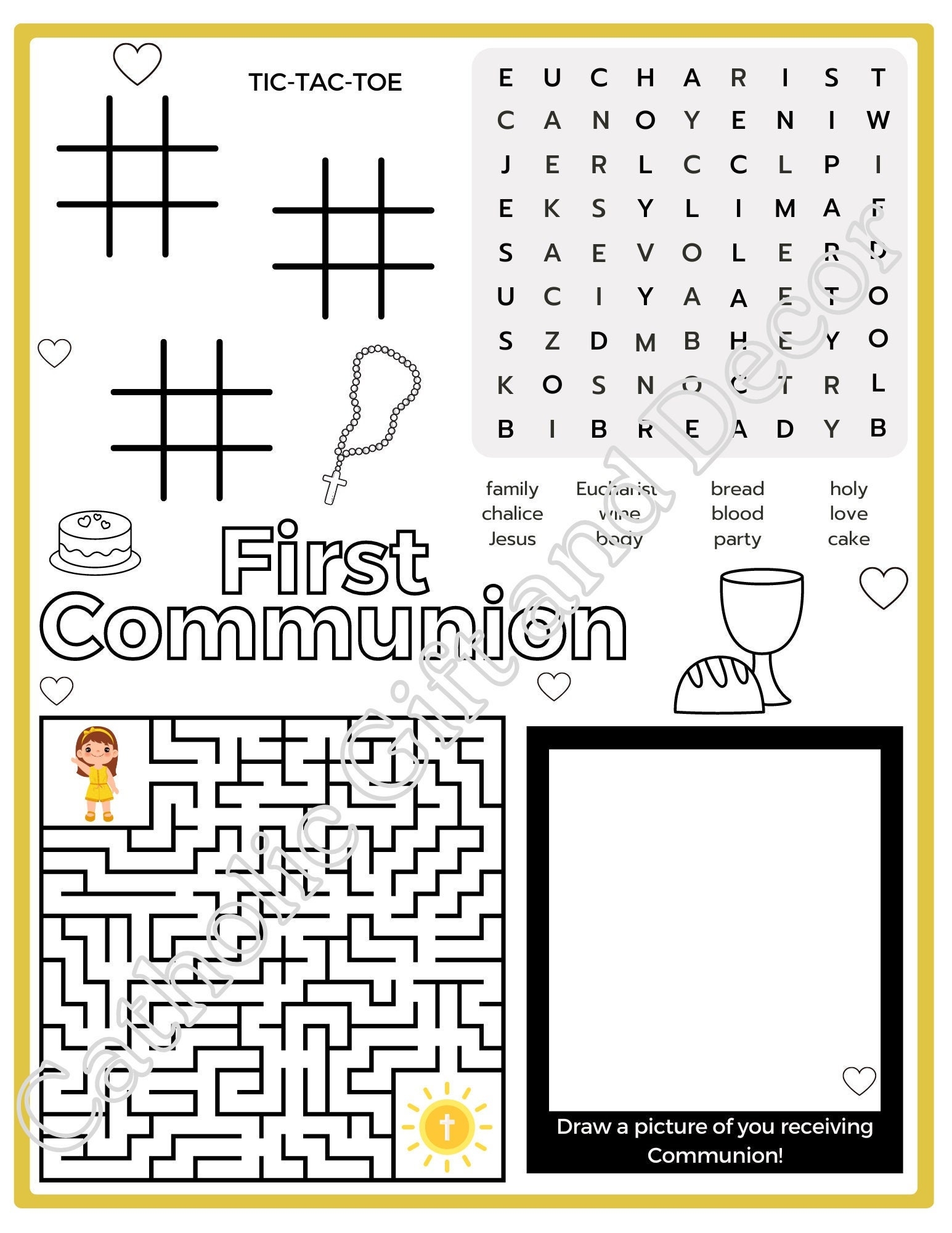 free printable first communion worksheets pdf