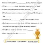 Printable Catholic First Communion Fill In The Blank 1st Communion Worksheets Library