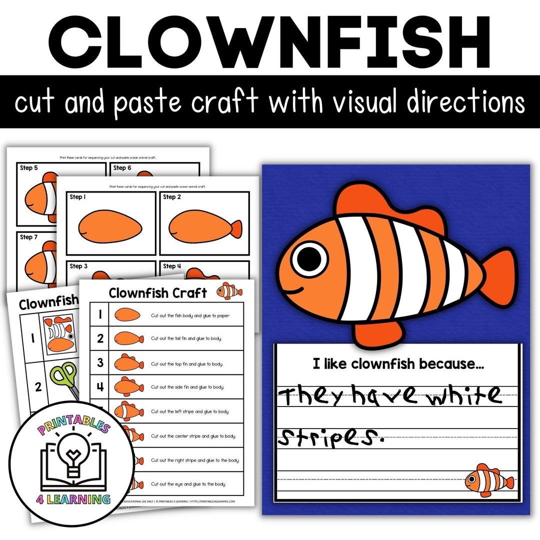 Printable Clownfish Cut And Paste Craft Instant Digital Download Etsy Printable Clownfish Cut And Paste Craft Instant Digital Download Etsy