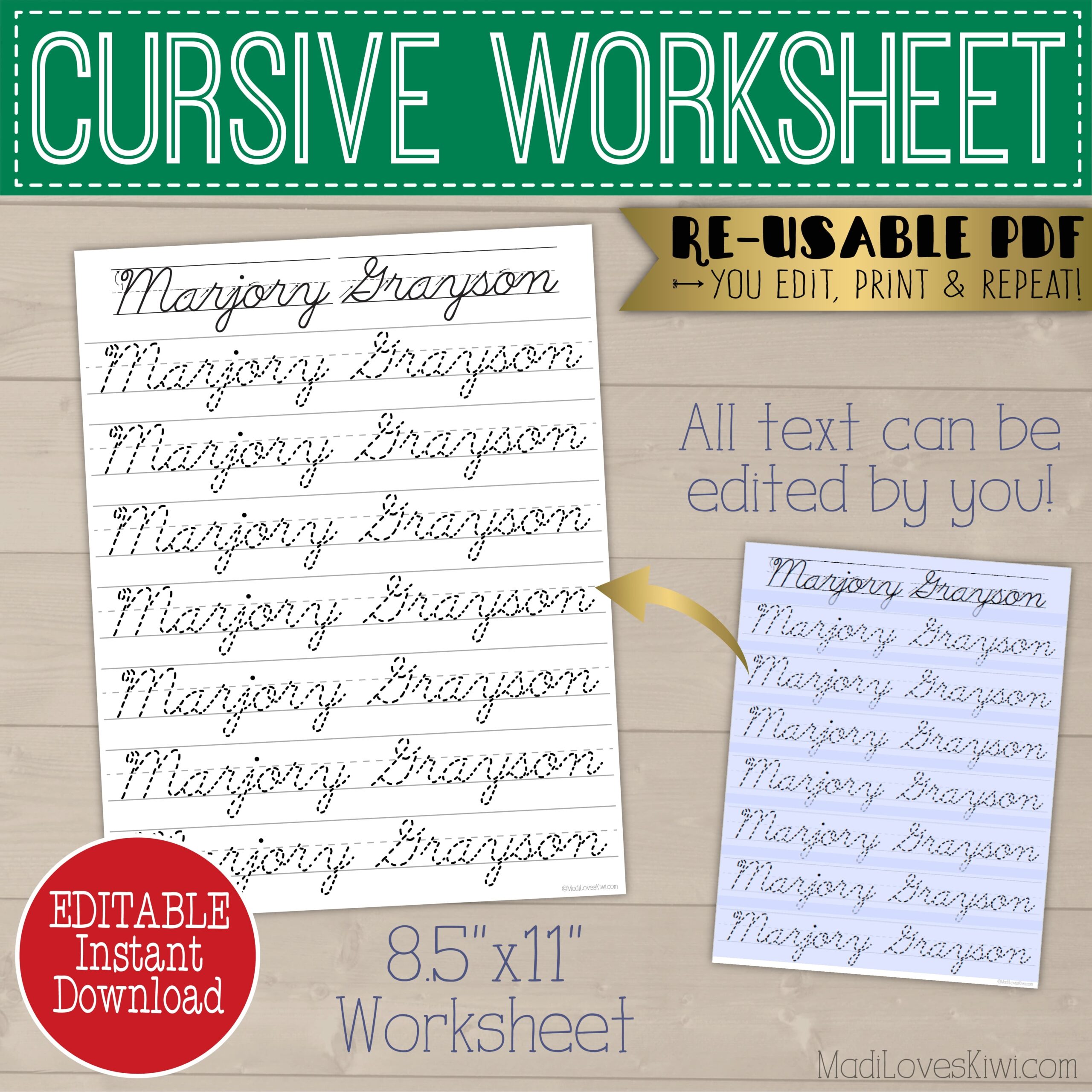 Printable Cursive Name Writing Worksheet Editable Script Worksheets Library