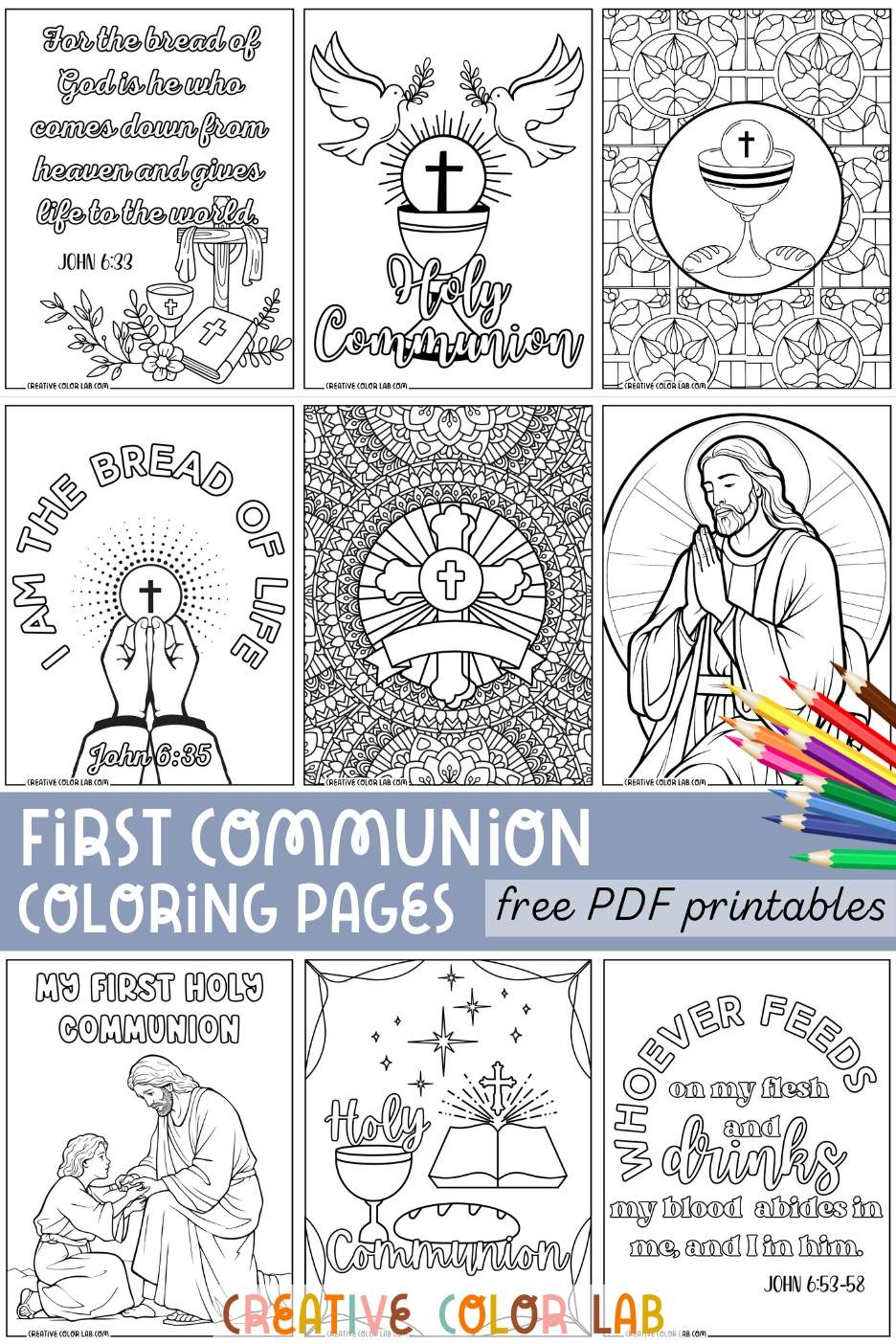 Printable Free First Communion Coloring Page