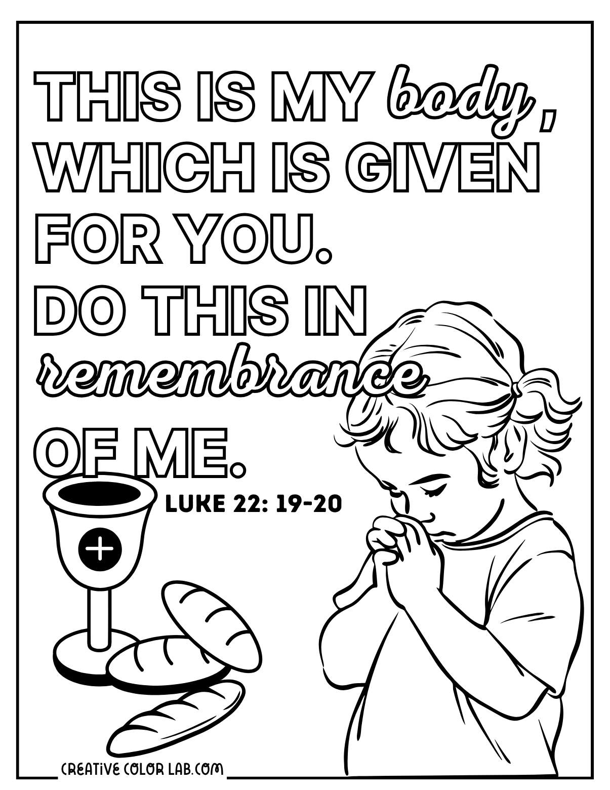 Printable Free First Communion Coloring Page