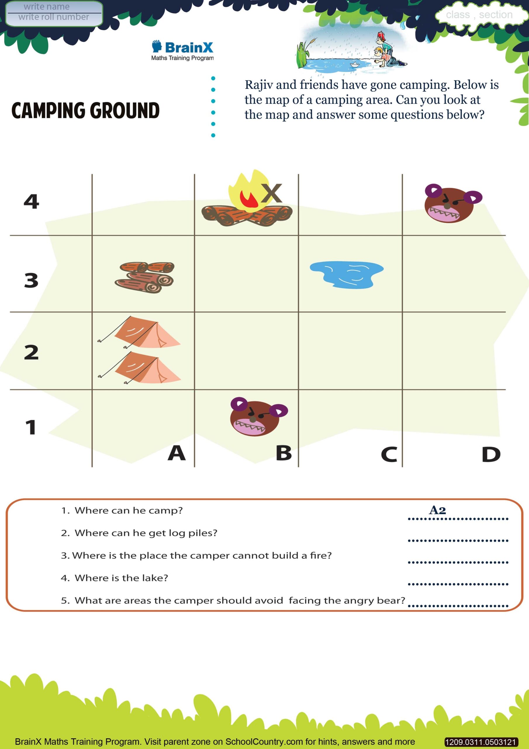 Printable Geometry Math Olympiad Worksheet Camping Ground