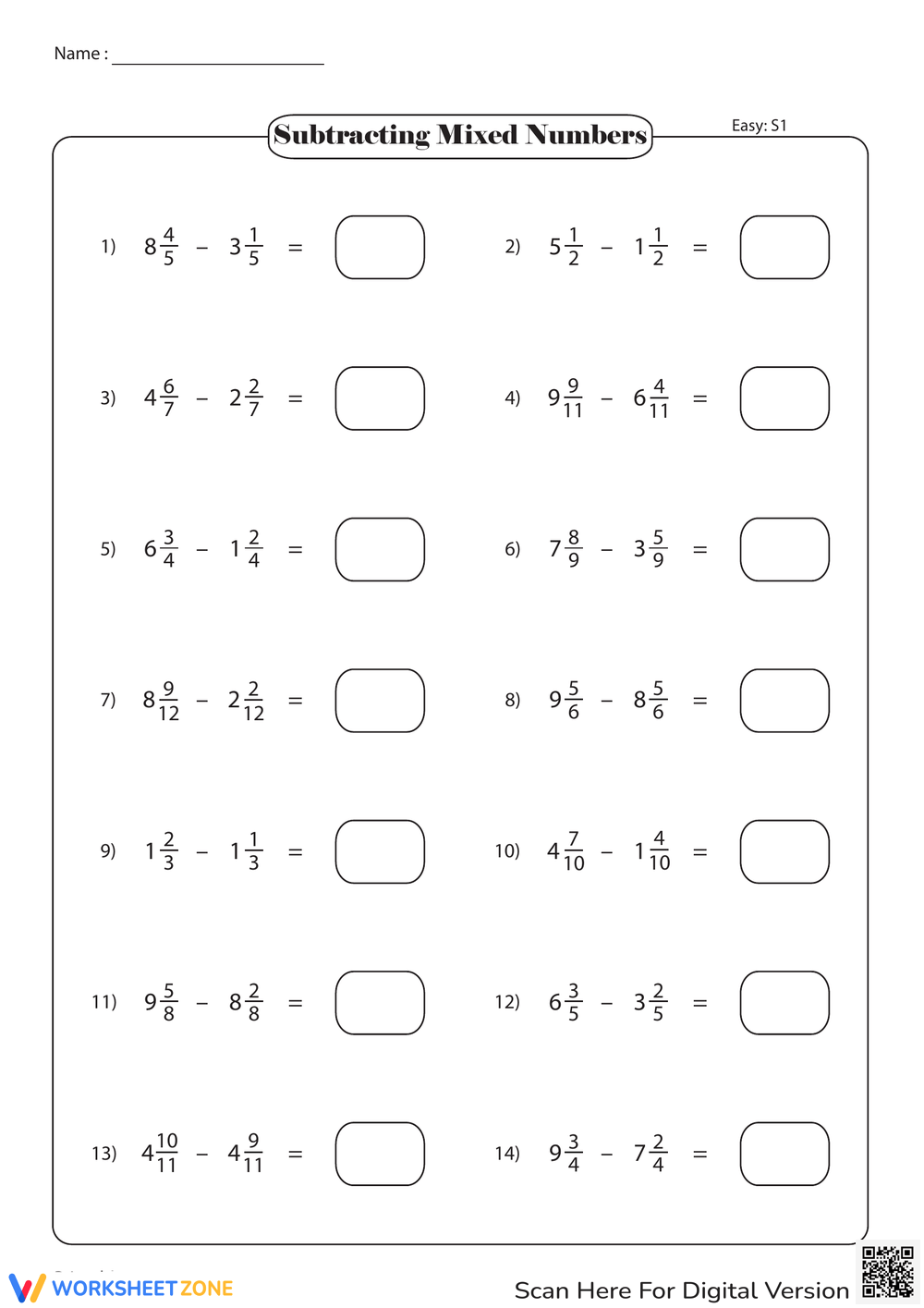 Printable Grade 4 Subtracting Mixed Numbers Worksheets Printable Grade 4 Subtracting Mixed Numbers Worksheets