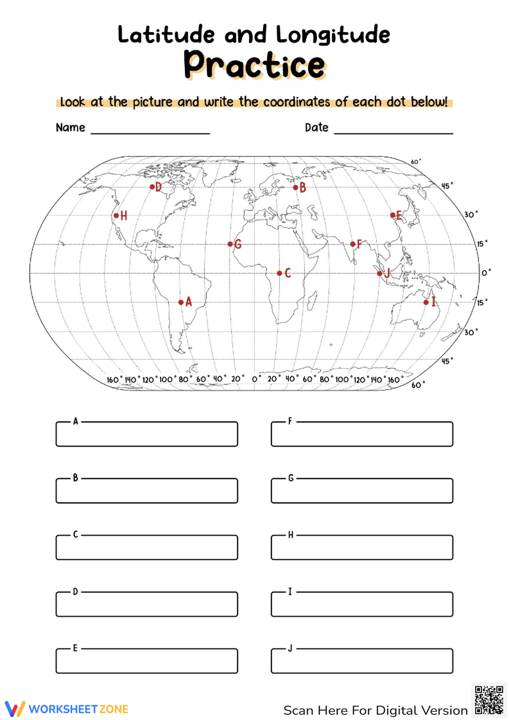 Printable Grade 7 Latitude And Longitude Worksheets